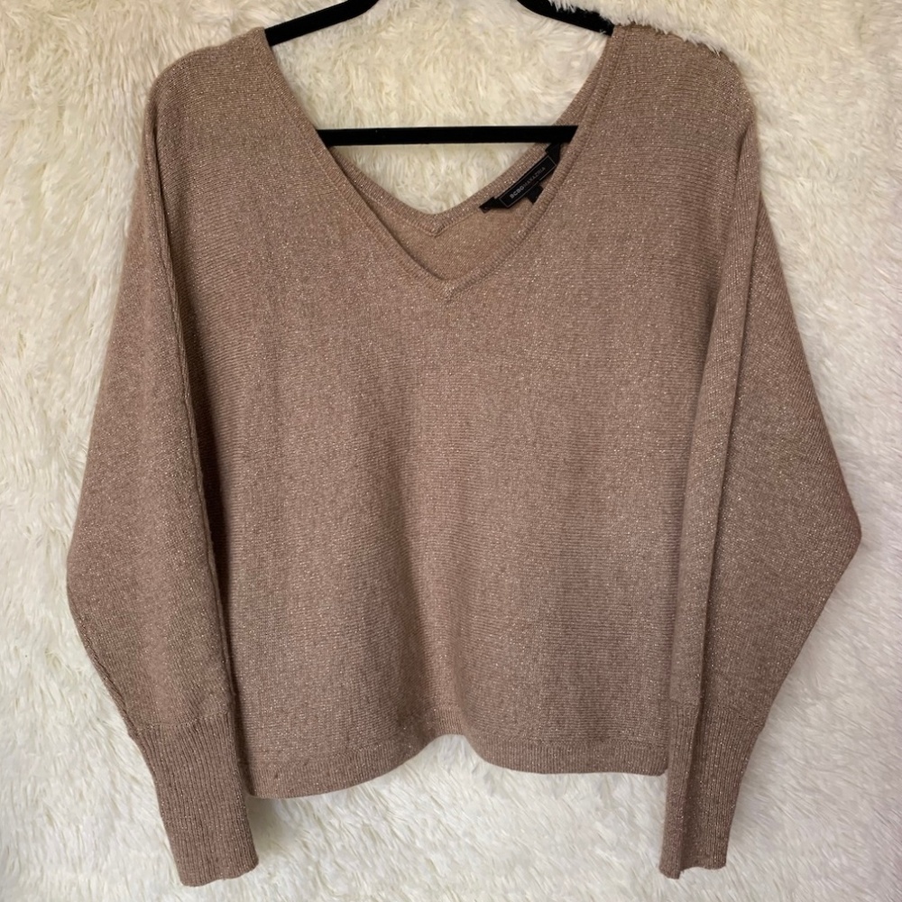 BCBGMaxAzria Tan V-Neck Sweater Women’s Small